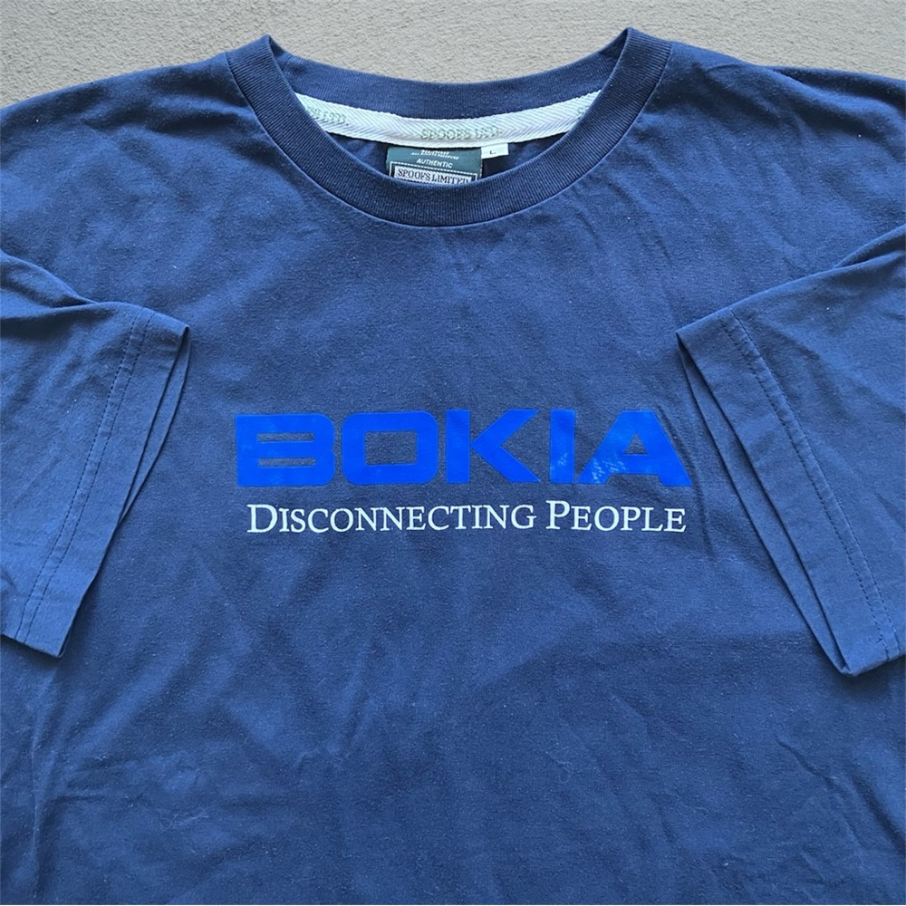 Vintage 90s Bokia Disconnecting People Tee Shirt Nokia Parody L Comedy tech